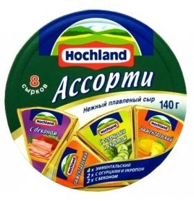 Сыр Hochland ассорти 8/8 + бекон зеленый