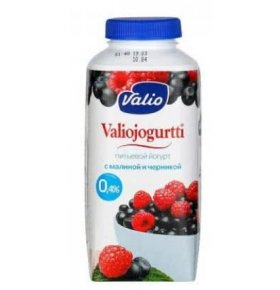 Йогурт питьевой малина и черника 0,4% Валио 0,33 л