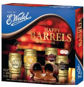 Ассорти шоколадных конфет с ликёрной начинкой Happy Barrels With Alcohol Coctail E.Wedel 200 г
