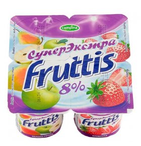 Продукт йогуртный клубника яблоко груша 8% Fruttis Суперэкстра 115 гр