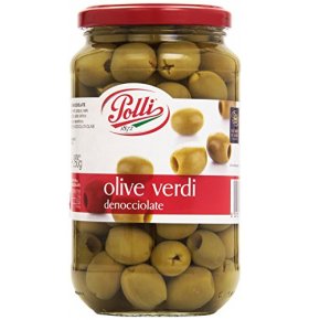 Оливки зеленые без косточки Polli 545 гр