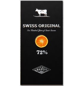 Шоколад с кусочками апельсина горький 72% какао-продуктов Swiss original 100 гр