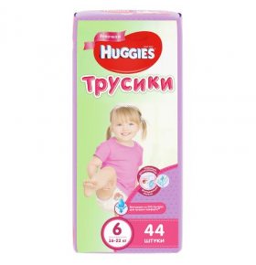 Подгузники-трусики для девочек 16-22 кг размер 6 Huggies 44 шт