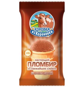 Мороженое шоколадное в вафельном стаканчике Коровка из Кореновки 80 гр