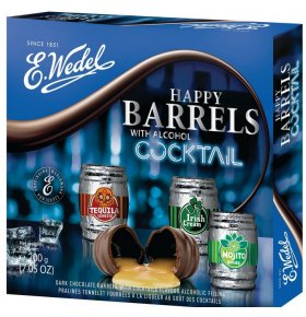Ассорти шоколадных конфет с коктейльными начинкой Happy Barrels With Alcohol E.Wedel 200 гр