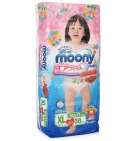 Трусики подгузники для девочек XL 12-17 кг Moony 38 шт
