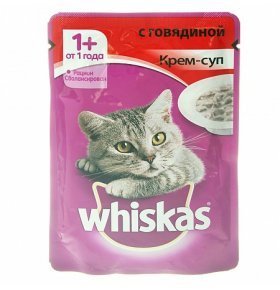 Кошачий корм Whiskas крем-суп с говядиной 85г