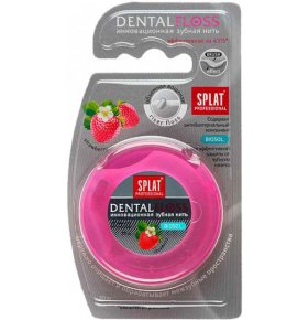 Зубная нить Professional Dental Floss Антибактериальная объемная с ароматом клубники 30 метров Splat