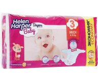 Детские подгузники Midi Baby 4-9 кг Helen Harper 52 шт