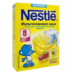 Каша молочная Мультизлаковая банан земляника с бифидобактериями Nestle 220 гр