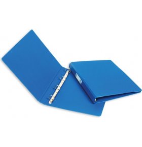 Папка на 4-х кольцах картонная пластиковая 35 мм синяя Bantex