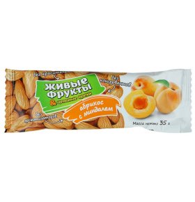 Батончик и цельные орехи абрикос с миндалем Живые Фрукты 35 гр