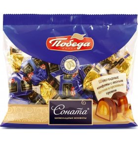 Конфеты Соната шоколадные с лесным орехом и ореховым кремом Победа Вкуса 200 гр