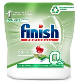Таблетки для посудомоечной машины Finish Green 0% фосфатов 42 шт