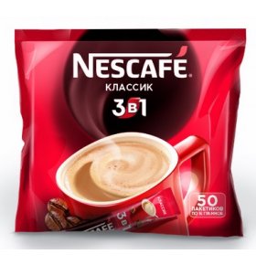 Напиток кофейный 3 в 1 классический Nescafe 50 стиков х 14,5 гр