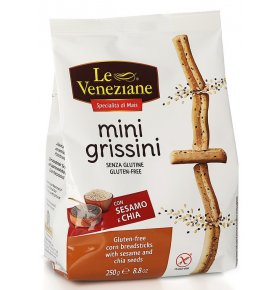 Хлебные палочки с кунжутом и семенами чиа без глютена Le Veneziane 250 гр