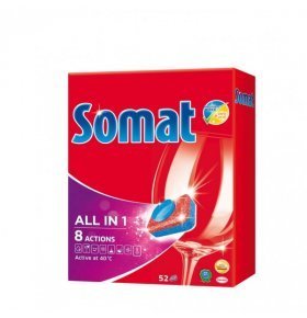 Таблетки для посудомоечных машин Somat Все в одном 52шт/уп