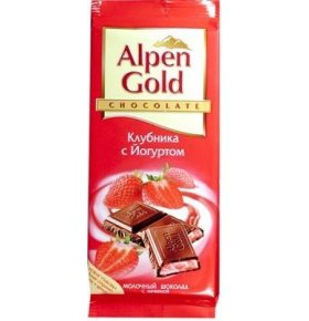 Шоколад молочный клубника с йогуртом Alpen Gold 90 гр