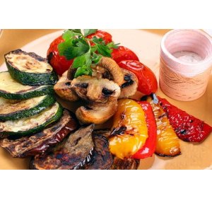 Овощи с грибами на гриле